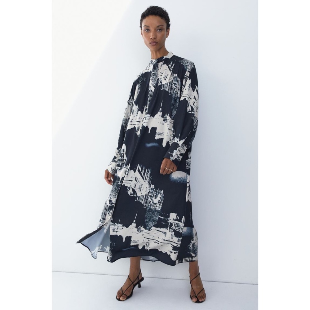 H&M • Stockholm Satin Belted Printed Dress